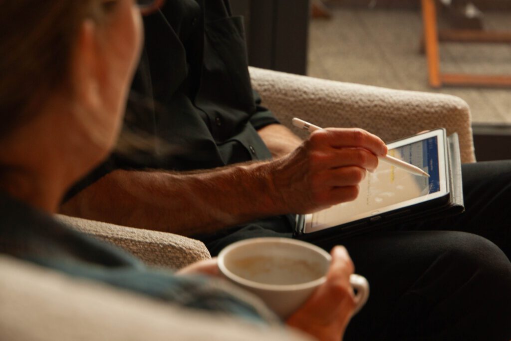 mein Arm, mein i-pad während eines Coachings ins Lübeck